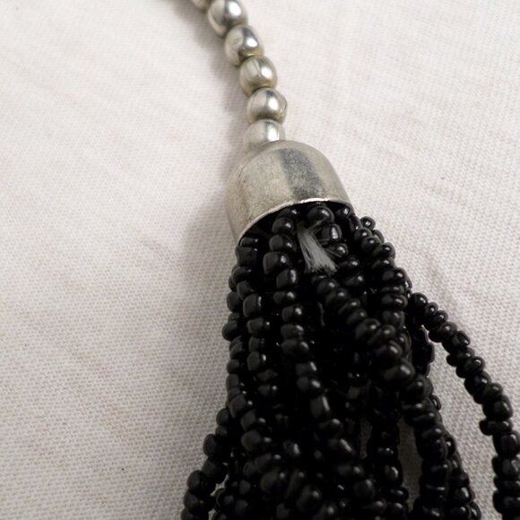 Womens Black Beaded Necklace with Multi Strands and Multi Colored Mixed Beading - Picture 4 of 5